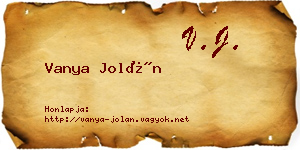 Vanya Jolán névjegykártya